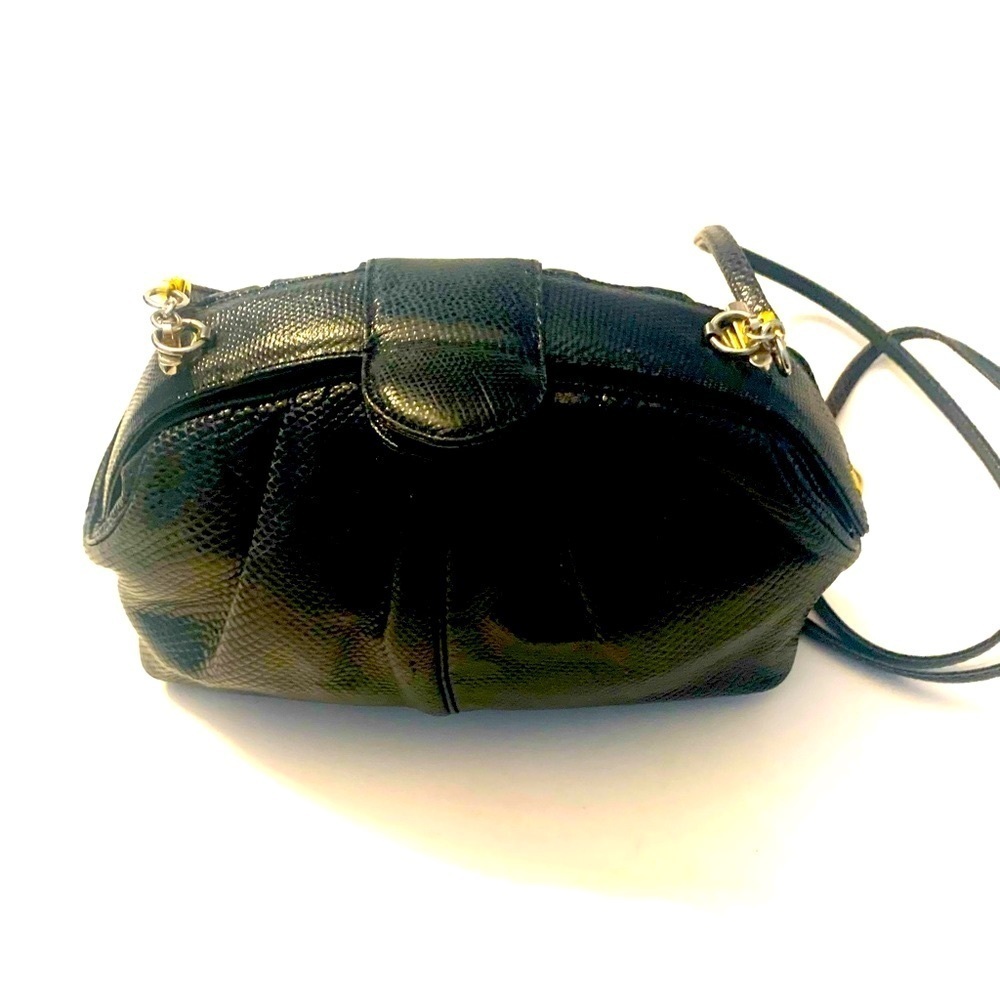 JUDITH LEIBER Vintage Lizard
Mini Crossbody Bag and Clutch , Black